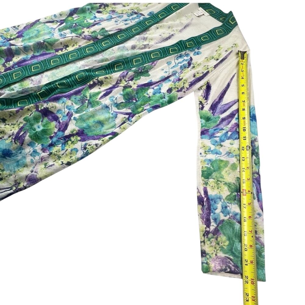 Chico's Long Cardigan M 8 Brooke Botanical Border Floral Lightweight Open Front - Picture 5 of 8